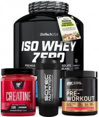 PROMO STACK BIOTECH USA Iso whey Zero + Creatne + Pre Workout + Shaker